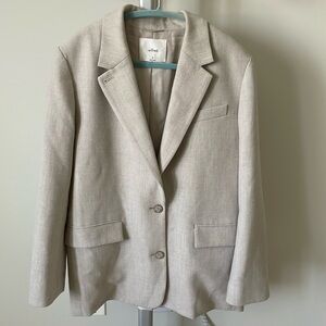 Aritzia Wilfred wool blend two button cream blazer, size M